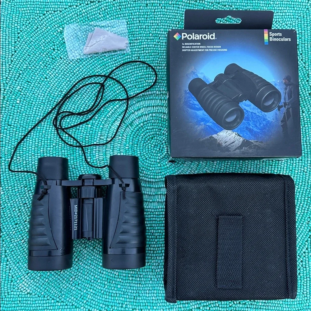 Polaroid Black Sports Binoculars with Blue Accents